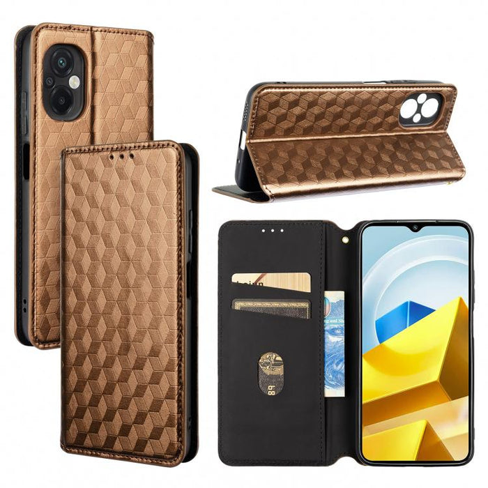 Funda de cuero plegable con textura de cuadrícula cúbica para teléfono, For Xiaomi 14, For Xiaomi Poco M6 Pro 5G / Redmi 12 5G, For Xiaomi 13T 5G / 13T Pro 5G, For Xiaomi Poco F5 5G / Redmi Note 12 Turbo 5G, For Xiaomi Poco F5 Pro 5G, For Xiaomi 13 Ult...