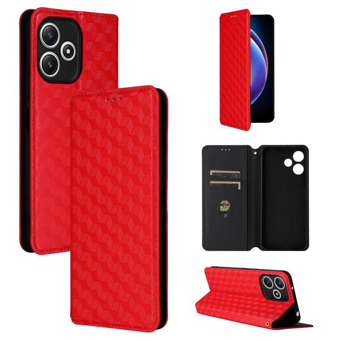 Funda de cuero plegable con textura de cuadrícula cúbica para teléfono, For Xiaomi 14, For Xiaomi Poco M6 Pro 5G / Redmi 12 5G, For Xiaomi 13T 5G / 13T Pro 5G, For Xiaomi Poco F5 5G / Redmi Note 12 Turbo 5G, For Xiaomi Poco F5 Pro 5G, For Xiaomi 13 Ult...