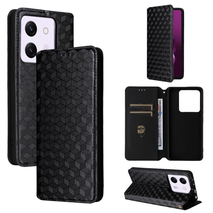 Funda de cuero plegable con textura de cuadrícula cúbica para teléfono, For Xiaomi 17T Pro 5G, For Xiaomi 17T 5G, For Xiaomi Poco M7 4G 171mm, For Xiaomi Poco F7 Pro / F7 Ultra, For Xiaomi 15 Ultra, For Xiaomi Poco X7 Pro 5G / Redmi Turbo 4 5G         ...