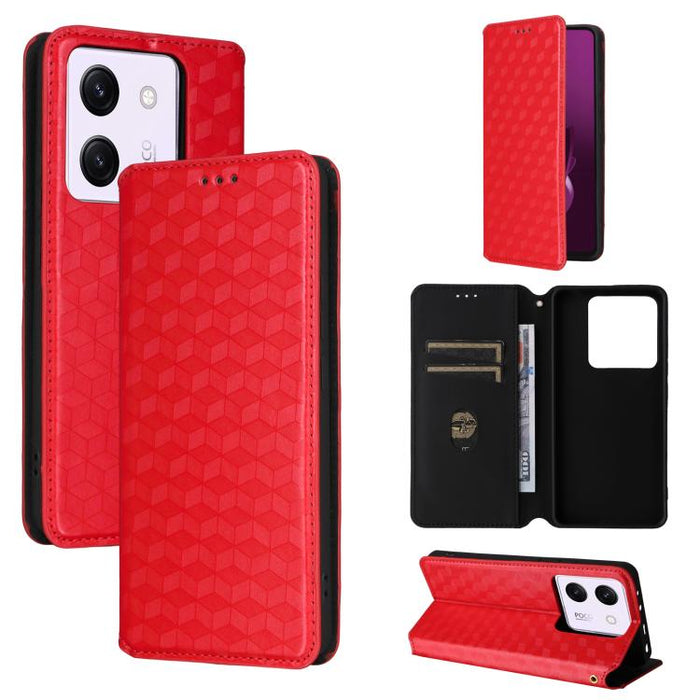 Funda de cuero plegable con textura de cuadrícula cúbica para teléfono, For Xiaomi 17T Pro 5G, For Xiaomi 17T 5G, For Xiaomi Poco M7 4G 171mm, For Xiaomi Poco F7 Pro / F7 Ultra, For Xiaomi 15 Ultra, For Xiaomi Poco X7 Pro 5G / Redmi Turbo 4 5G         ...