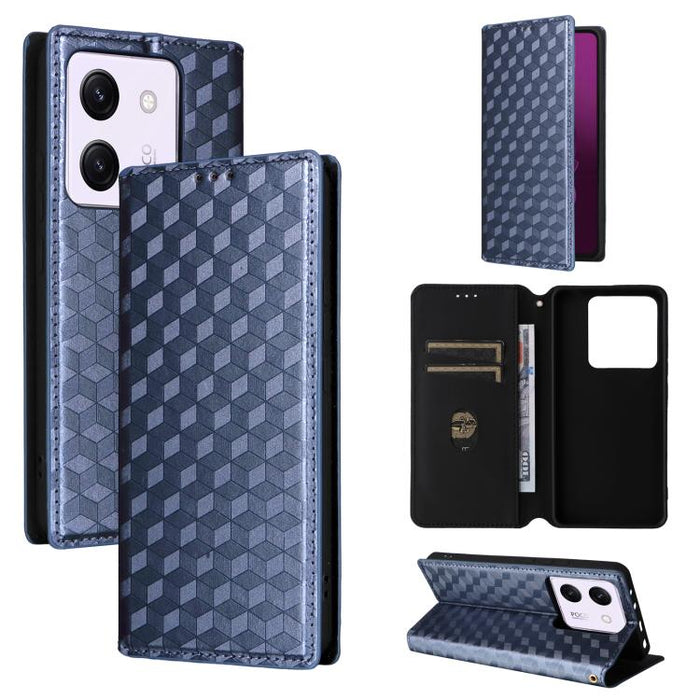 Funda de cuero plegable con textura de cuadrícula cúbica para teléfono, For Xiaomi 17T Pro 5G, For Xiaomi 17T 5G, For Xiaomi Poco M7 4G 171mm, For Xiaomi Poco F7 Pro / F7 Ultra, For Xiaomi 15 Ultra, For Xiaomi Poco X7 Pro 5G / Redmi Turbo 4 5G         ...