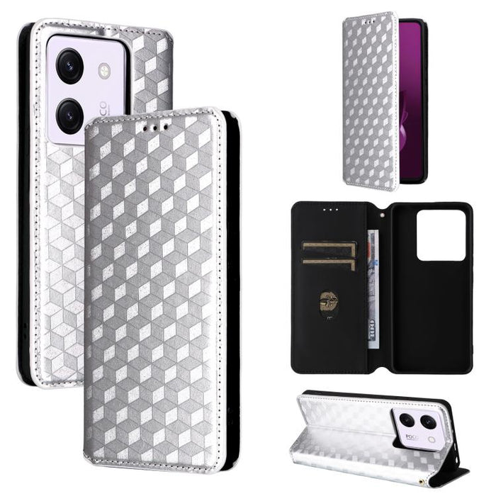 Funda de cuero plegable con textura de cuadrícula cúbica para teléfono, For Xiaomi 17T Pro 5G, For Xiaomi 17T 5G, For Xiaomi Poco M7 4G 171mm, For Xiaomi Poco F7 Pro / F7 Ultra, For Xiaomi 15 Ultra, For Xiaomi Poco X7 Pro 5G / Redmi Turbo 4 5G         ...