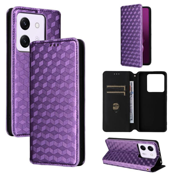 Funda de cuero plegable con textura de cuadrícula cúbica para teléfono, For Xiaomi 17T Pro 5G, For Xiaomi 17T 5G, For Xiaomi Poco M7 4G 171mm, For Xiaomi Poco F7 Pro / F7 Ultra, For Xiaomi 15 Ultra, For Xiaomi Poco X7 Pro 5G / Redmi Turbo 4 5G         ...