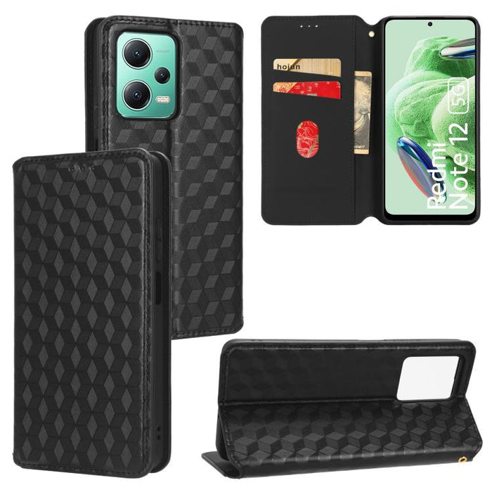 Funda de cuero plegable con textura de cuadrícula cúbica para teléfono, For Xiaomi 14, For Xiaomi Poco M6 Pro 5G / Redmi 12 5G, For Xiaomi 13T 5G / 13T Pro 5G, For Xiaomi Poco F5 5G / Redmi Note 12 Turbo 5G, For Xiaomi Poco F5 Pro 5G, For Xiaomi 13 Ult...