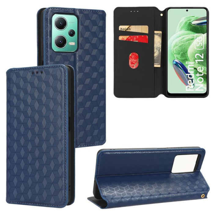 Funda de cuero plegable con textura de cuadrícula cúbica para teléfono, For Xiaomi 14, For Xiaomi Poco M6 Pro 5G / Redmi 12 5G, For Xiaomi 13T 5G / 13T Pro 5G, For Xiaomi Poco F5 5G / Redmi Note 12 Turbo 5G, For Xiaomi Poco F5 Pro 5G, For Xiaomi 13 Ult...