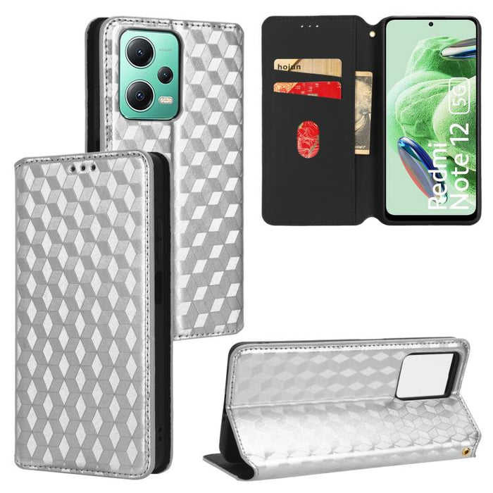 Funda de cuero plegable con textura de cuadrícula cúbica para teléfono, For Xiaomi 14, For Xiaomi Poco M6 Pro 5G / Redmi 12 5G, For Xiaomi 13T 5G / 13T Pro 5G, For Xiaomi Poco F5 5G / Redmi Note 12 Turbo 5G, For Xiaomi Poco F5 Pro 5G, For Xiaomi 13 Ult...