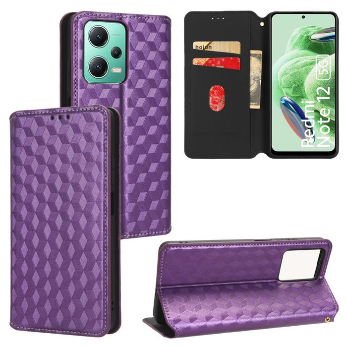 Funda de cuero plegable con textura de cuadrícula cúbica para teléfono, For Xiaomi 14, For Xiaomi Poco M6 Pro 5G / Redmi 12 5G, For Xiaomi 13T 5G / 13T Pro 5G, For Xiaomi Poco F5 5G / Redmi Note 12 Turbo 5G, For Xiaomi Poco F5 Pro 5G, For Xiaomi 13 Ult...