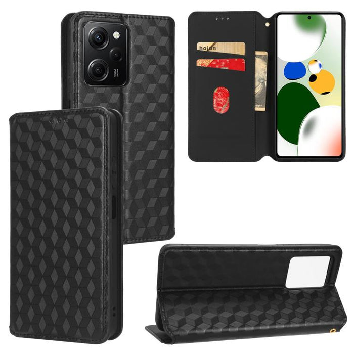 Funda de cuero plegable con textura de cuadrícula cúbica para teléfono, For Xiaomi 14, For Xiaomi Poco M6 Pro 5G / Redmi 12 5G, For Xiaomi 13T 5G / 13T Pro 5G, For Xiaomi Poco F5 5G / Redmi Note 12 Turbo 5G, For Xiaomi Poco F5 Pro 5G, For Xiaomi 13 Ult...