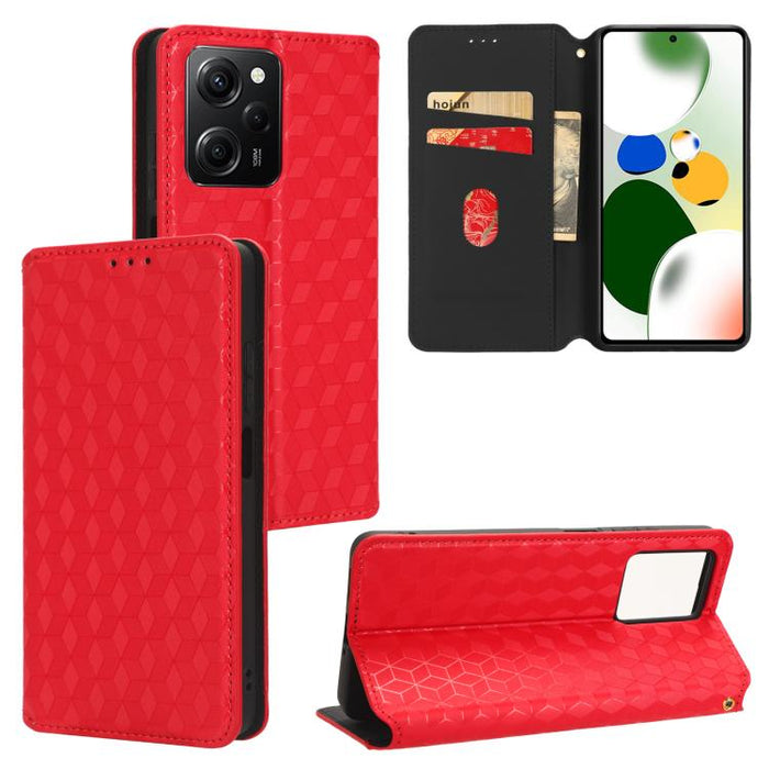 Funda de cuero plegable con textura de cuadrícula cúbica para teléfono, For Xiaomi 14, For Xiaomi Poco M6 Pro 5G / Redmi 12 5G, For Xiaomi 13T 5G / 13T Pro 5G, For Xiaomi Poco F5 5G / Redmi Note 12 Turbo 5G, For Xiaomi Poco F5 Pro 5G, For Xiaomi 13 Ult...
