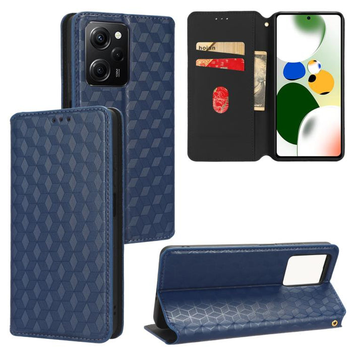 Funda de cuero plegable con textura de cuadrícula cúbica para teléfono, For Xiaomi 14, For Xiaomi Poco M6 Pro 5G / Redmi 12 5G, For Xiaomi 13T 5G / 13T Pro 5G, For Xiaomi Poco F5 5G / Redmi Note 12 Turbo 5G, For Xiaomi Poco F5 Pro 5G, For Xiaomi 13 Ult...