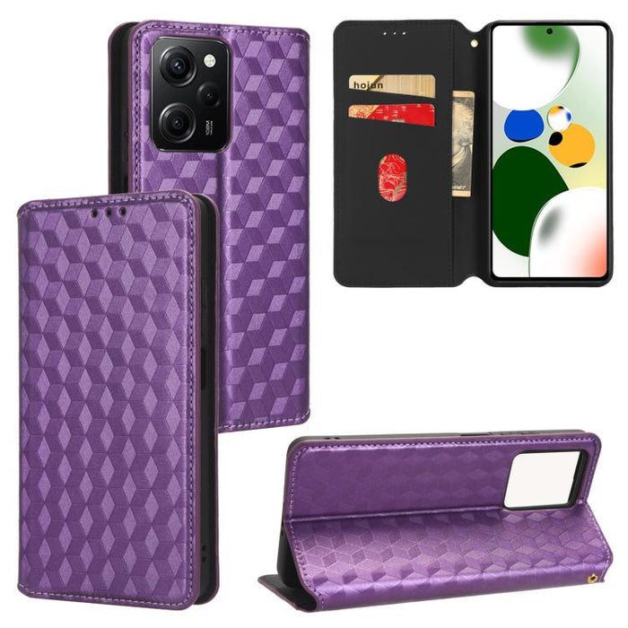 Funda de cuero plegable con textura de cuadrícula cúbica para teléfono, For Xiaomi 14, For Xiaomi Poco M6 Pro 5G / Redmi 12 5G, For Xiaomi 13T 5G / 13T Pro 5G, For Xiaomi Poco F5 5G / Redmi Note 12 Turbo 5G, For Xiaomi Poco F5 Pro 5G, For Xiaomi 13 Ult...