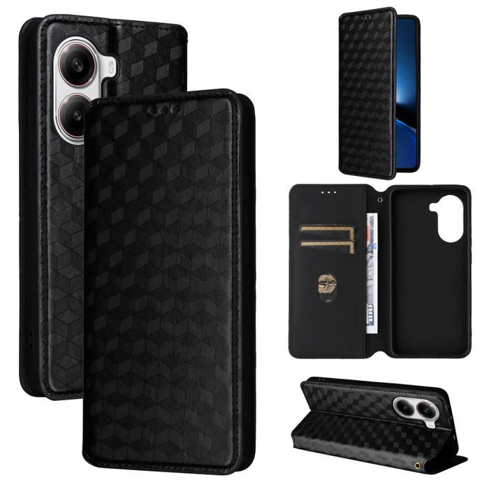 Funda de cuero plegable con textura de cuadrícula cúbica para teléfono, For Xiaomi 17T Pro 5G, For Xiaomi 17T 5G, For Xiaomi Poco M7 4G 171mm, For Xiaomi Poco F7 Pro / F7 Ultra, For Xiaomi 15 Ultra, For Xiaomi Poco X7 Pro 5G / Redmi Turbo 4 5G         ...