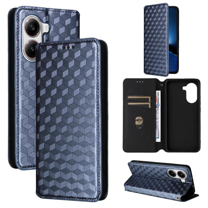 Funda de cuero plegable con textura de cuadrícula cúbica para teléfono, For Xiaomi 17T Pro 5G, For Xiaomi 17T 5G, For Xiaomi Poco M7 4G 171mm, For Xiaomi Poco F7 Pro / F7 Ultra, For Xiaomi 15 Ultra, For Xiaomi Poco X7 Pro 5G / Redmi Turbo 4 5G         ...