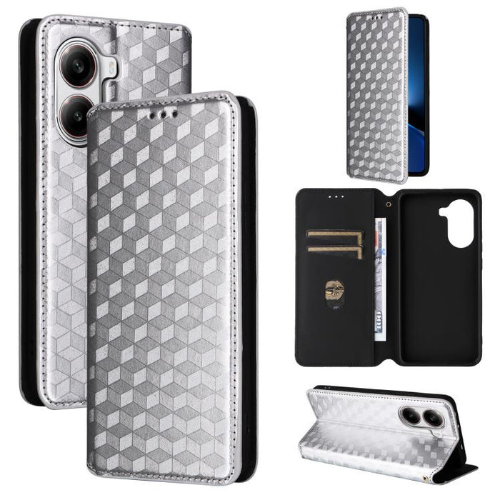 Funda de cuero plegable con textura de cuadrícula cúbica para teléfono, For Xiaomi 17T Pro 5G, For Xiaomi 17T 5G, For Xiaomi Poco M7 4G 171mm, For Xiaomi Poco F7 Pro / F7 Ultra, For Xiaomi 15 Ultra, For Xiaomi Poco X7 Pro 5G / Redmi Turbo 4 5G         ...