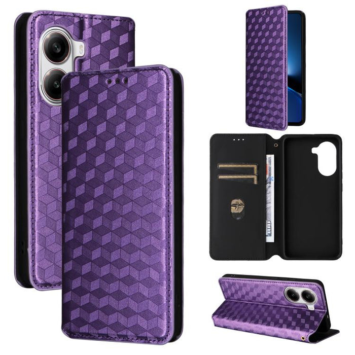 Funda de cuero plegable con textura de cuadrícula cúbica para teléfono, For Xiaomi 17T Pro 5G, For Xiaomi 17T 5G, For Xiaomi Poco M7 4G 171mm, For Xiaomi Poco F7 Pro / F7 Ultra, For Xiaomi 15 Ultra, For Xiaomi Poco X7 Pro 5G / Redmi Turbo 4 5G         ...