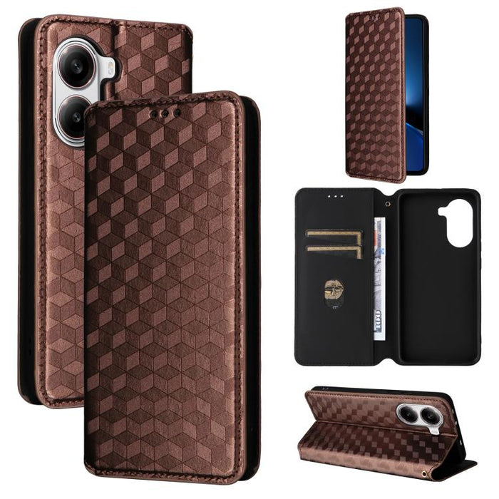 Funda de cuero plegable con textura de cuadrícula cúbica para teléfono, For Xiaomi 17T Pro 5G, For Xiaomi 17T 5G, For Xiaomi Poco M7 4G 171mm, For Xiaomi Poco F7 Pro / F7 Ultra, For Xiaomi 15 Ultra, For Xiaomi Poco X7 Pro 5G / Redmi Turbo 4 5G         ...