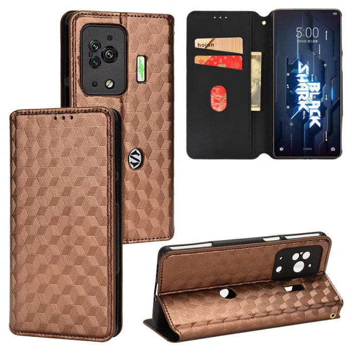 Funda de cuero plegable con textura de cuadrícula cúbica para teléfono, For Xiaomi 14, For Xiaomi Poco M6 Pro 5G / Redmi 12 5G, For Xiaomi 13T 5G / 13T Pro 5G, For Xiaomi Poco F5 5G / Redmi Note 12 Turbo 5G, For Xiaomi Poco F5 Pro 5G, For Xiaomi 13 Ult...