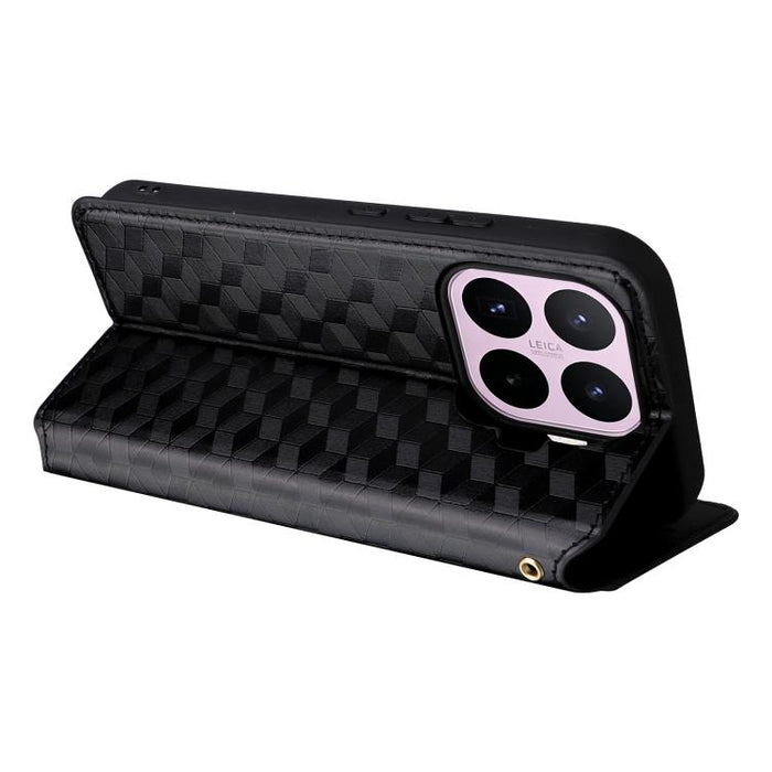 Funda de cuero plegable con textura de cuadrícula cúbica para teléfono, For Xiaomi 17T Pro 5G, For Xiaomi 17T 5G, For Xiaomi Poco M7 4G 171mm, For Xiaomi Poco F7 Pro / F7 Ultra, For Xiaomi 15 Ultra, For Xiaomi Poco X7 Pro 5G / Redmi Turbo 4 5G         ...