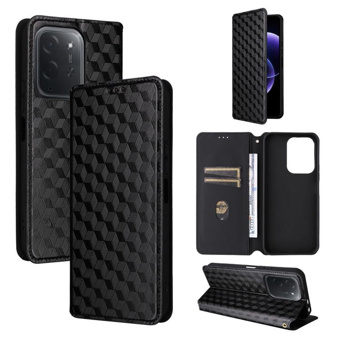 Funda de cuero plegable con textura de cuadrícula cúbica para teléfono, For Xiaomi 17T Pro 5G, For Xiaomi 17T 5G, For Xiaomi Poco M7 4G 171mm, For Xiaomi Poco F7 Pro / F7 Ultra, For Xiaomi 15 Ultra, For Xiaomi Poco X7 Pro 5G / Redmi Turbo 4 5G         ...