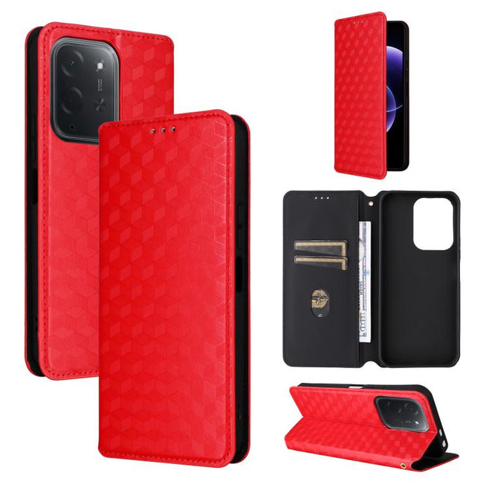 Funda de cuero plegable con textura de cuadrícula cúbica para teléfono, For Xiaomi 17T Pro 5G, For Xiaomi 17T 5G, For Xiaomi Poco M7 4G 171mm, For Xiaomi Poco F7 Pro / F7 Ultra, For Xiaomi 15 Ultra, For Xiaomi Poco X7 Pro 5G / Redmi Turbo 4 5G         ...