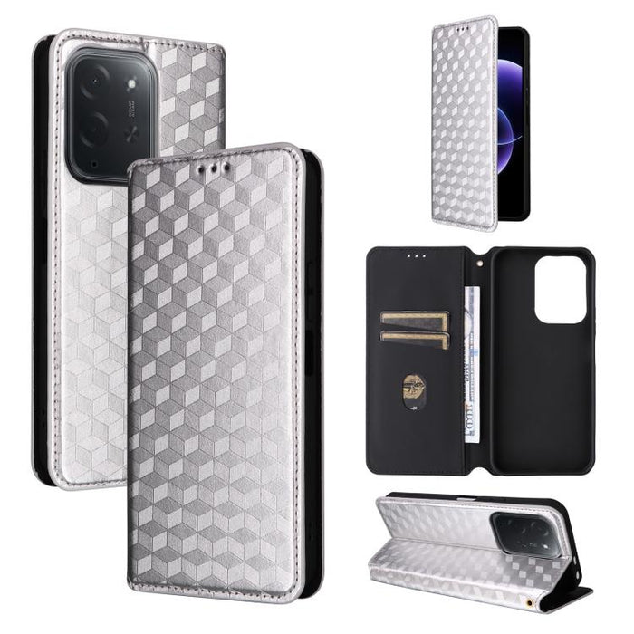Funda de cuero plegable con textura de cuadrícula cúbica para teléfono, For Xiaomi 17T Pro 5G, For Xiaomi 17T 5G, For Xiaomi Poco M7 4G 171mm, For Xiaomi Poco F7 Pro / F7 Ultra, For Xiaomi 15 Ultra, For Xiaomi Poco X7 Pro 5G / Redmi Turbo 4 5G         ...