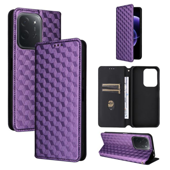 Funda de cuero plegable con textura de cuadrícula cúbica para teléfono, For Xiaomi 17T Pro 5G, For Xiaomi 17T 5G, For Xiaomi Poco M7 4G 171mm, For Xiaomi Poco F7 Pro / F7 Ultra, For Xiaomi 15 Ultra, For Xiaomi Poco X7 Pro 5G / Redmi Turbo 4 5G         ...