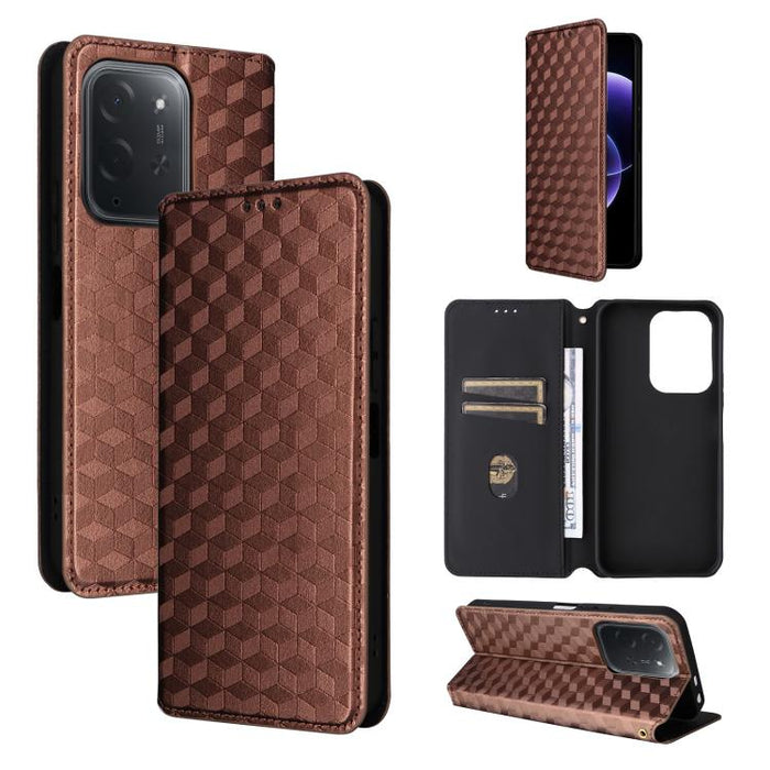 Funda de cuero plegable con textura de cuadrícula cúbica para teléfono, For Xiaomi 17T Pro 5G, For Xiaomi 17T 5G, For Xiaomi Poco M7 4G 171mm, For Xiaomi Poco F7 Pro / F7 Ultra, For Xiaomi 15 Ultra, For Xiaomi Poco X7 Pro 5G / Redmi Turbo 4 5G         ...