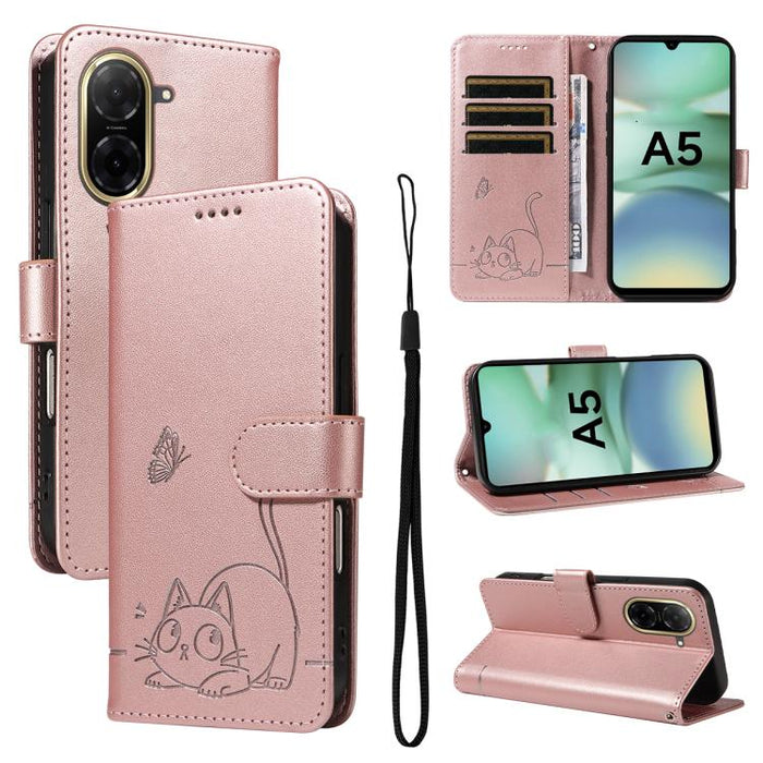 Adorable funda de cuero para teléfono con estampado de gato en relieve., For Redmi K90 Pro Max/Poco F8 Ultra, For Redmi K90/Poco F8 Pro, For Redmi 15C 5G/4G EU 173mm/Poco C85 5G, For Redmi 15 5G Global / 15 4G SEA 169.5mm, For Redmi 15 5G / 4G EU 171mm...
