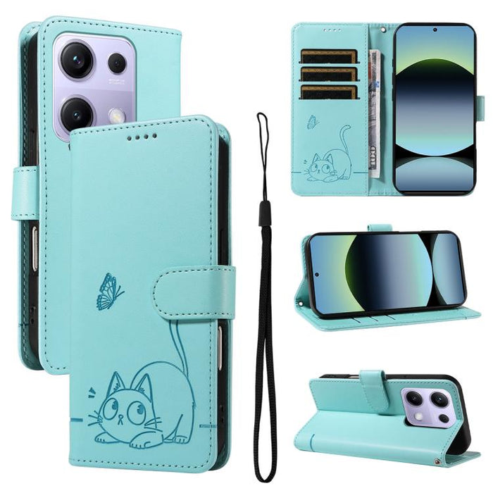 Adorable funda de cuero para teléfono con estampado de gato en relieve., For Redmi K90 Pro Max/Poco F8 Ultra, For Redmi K90/Poco F8 Pro, For Redmi 15C 5G/4G EU 173mm/Poco C85 5G, For Redmi 15 5G Global / 15 4G SEA 169.5mm, For Redmi 15 5G / 4G EU 171mm...