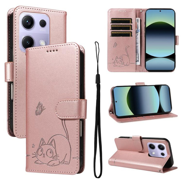 Adorable funda de cuero para teléfono con estampado de gato en relieve., For Redmi K90 Pro Max/Poco F8 Ultra, For Redmi K90/Poco F8 Pro, For Redmi 15C 5G/4G EU 173mm/Poco C85 5G, For Redmi 15 5G Global / 15 4G SEA 169.5mm, For Redmi 15 5G / 4G EU 171mm...