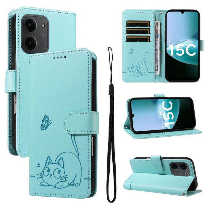 Adorable funda de cuero para teléfono con estampado de gato en relieve., For Redmi K90 Pro Max/Poco F8 Ultra, For Redmi K90/Poco F8 Pro, For Redmi 15C 5G/4G EU 173mm/Poco C85 5G, For Redmi 15 5G Global / 15 4G SEA 169.5mm, For Redmi 15 5G / 4G EU 171mm...