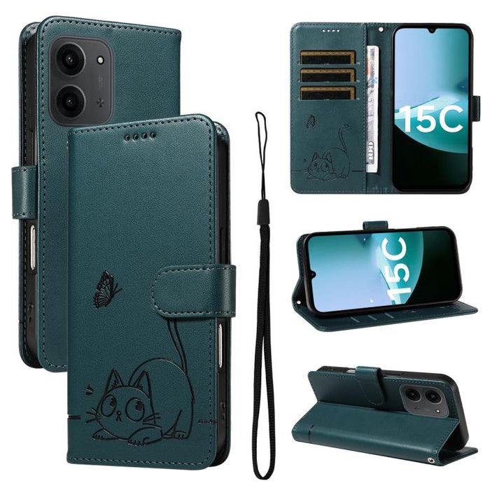 Adorable funda de cuero para teléfono con estampado de gato en relieve., For Redmi K90 Pro Max/Poco F8 Ultra, For Redmi K90/Poco F8 Pro, For Redmi 15C 5G/4G EU 173mm/Poco C85 5G, For Redmi 15 5G Global / 15 4G SEA 169.5mm, For Redmi 15 5G / 4G EU 171mm...