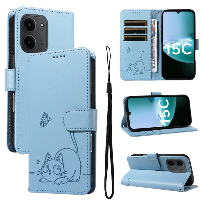 Adorable funda de cuero para teléfono con estampado de gato en relieve., For Redmi K90 Pro Max/Poco F8 Ultra, For Redmi K90/Poco F8 Pro, For Redmi 15C 5G/4G EU 173mm/Poco C85 5G, For Redmi 15 5G Global / 15 4G SEA 169.5mm, For Redmi 15 5G / 4G EU 171mm...