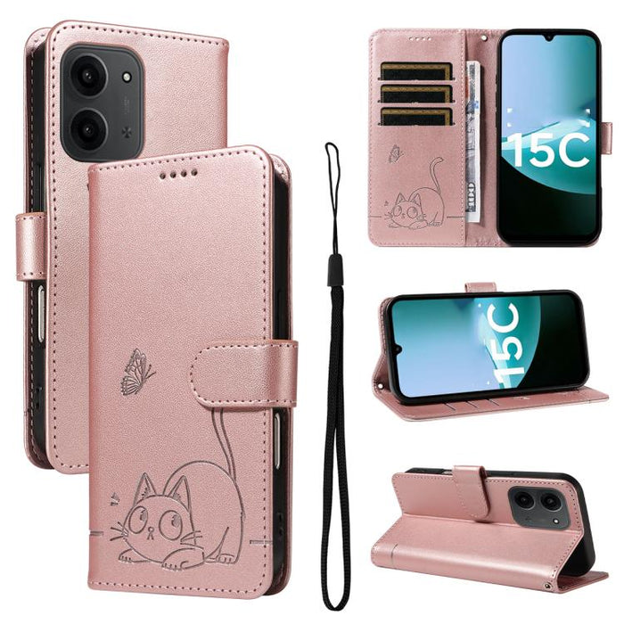 Adorable funda de cuero para teléfono con estampado de gato en relieve., For Redmi K90 Pro Max/Poco F8 Ultra, For Redmi K90/Poco F8 Pro, For Redmi 15C 5G/4G EU 173mm/Poco C85 5G, For Redmi 15 5G Global / 15 4G SEA 169.5mm, For Redmi 15 5G / 4G EU 171mm...