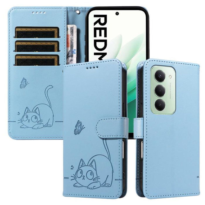 Adorable funda de cuero para teléfono con estampado de gato en relieve., For Redmi K90 Pro Max/Poco F8 Ultra, For Redmi K90/Poco F8 Pro, For Redmi 15C 5G/4G EU 173mm/Poco C85 5G, For Redmi 15 5G Global / 15 4G SEA 169.5mm, For Redmi 15 5G / 4G EU 171mm...