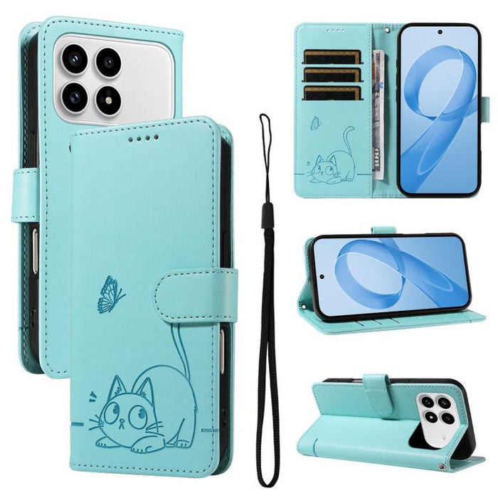 Adorable funda de cuero para teléfono con estampado de gato en relieve., For Redmi K90 Pro Max/Poco F8 Ultra, For Redmi K90/Poco F8 Pro, For Redmi 15C 5G/4G EU 173mm/Poco C85 5G, For Redmi 15 5G Global / 15 4G SEA 169.5mm, For Redmi 15 5G / 4G EU 171mm...