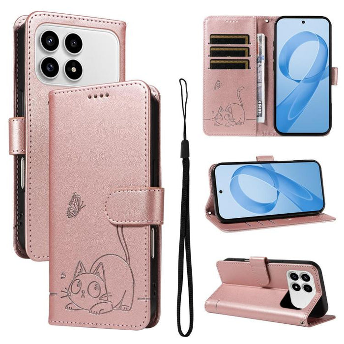 Adorable funda de cuero para teléfono con estampado de gato en relieve., For Redmi K90 Pro Max/Poco F8 Ultra, For Redmi K90/Poco F8 Pro, For Redmi 15C 5G/4G EU 173mm/Poco C85 5G, For Redmi 15 5G Global / 15 4G SEA 169.5mm, For Redmi 15 5G / 4G EU 171mm...