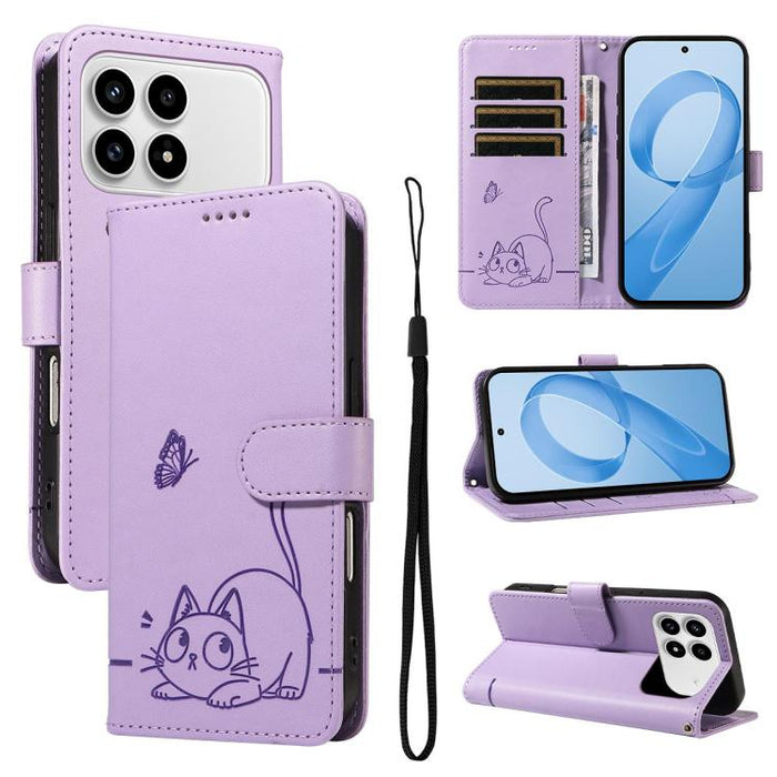 Adorable funda de cuero para teléfono con estampado de gato en relieve., For Redmi K90 Pro Max/Poco F8 Ultra, For Redmi K90/Poco F8 Pro, For Redmi 15C 5G/4G EU 173mm/Poco C85 5G, For Redmi 15 5G Global / 15 4G SEA 169.5mm, For Redmi 15 5G / 4G EU 171mm...