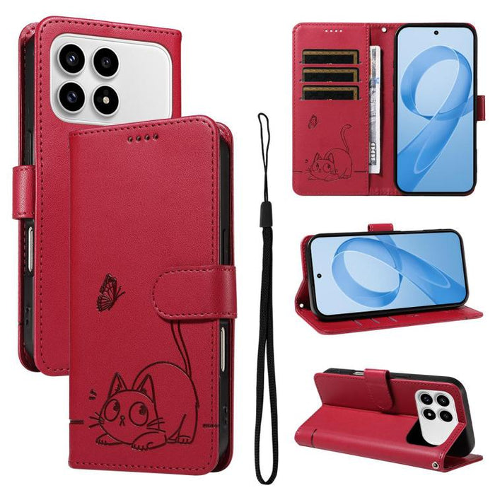 Adorable funda de cuero para teléfono con estampado de gato en relieve., For Redmi K90 Pro Max/Poco F8 Ultra, For Redmi K90/Poco F8 Pro, For Redmi 15C 5G/4G EU 173mm/Poco C85 5G, For Redmi 15 5G Global / 15 4G SEA 169.5mm, For Redmi 15 5G / 4G EU 171mm...