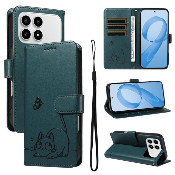 Adorable funda de cuero para teléfono con estampado de gato en relieve., For Redmi K90 Pro Max/Poco F8 Ultra, For Redmi K90/Poco F8 Pro, For Redmi 15C 5G/4G EU 173mm/Poco C85 5G, For Redmi 15 5G Global / 15 4G SEA 169.5mm, For Redmi 15 5G / 4G EU 171mm...