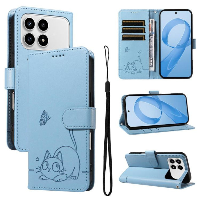 Adorable funda de cuero para teléfono con estampado de gato en relieve., For Redmi K90 Pro Max/Poco F8 Ultra, For Redmi K90/Poco F8 Pro, For Redmi 15C 5G/4G EU 173mm/Poco C85 5G, For Redmi 15 5G Global / 15 4G SEA 169.5mm, For Redmi 15 5G / 4G EU 171mm...