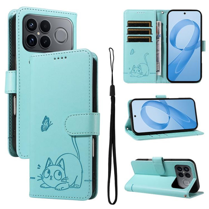 Adorable funda de cuero para teléfono con estampado de gato en relieve., For Redmi K90 Pro Max/Poco F8 Ultra, For Redmi K90/Poco F8 Pro, For Redmi 15C 5G/4G EU 173mm/Poco C85 5G, For Redmi 15 5G Global / 15 4G SEA 169.5mm, For Redmi 15 5G / 4G EU 171mm...