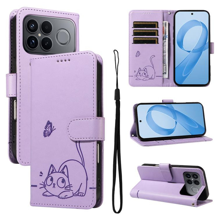 Adorable funda de cuero para teléfono con estampado de gato en relieve., For Redmi K90 Pro Max/Poco F8 Ultra, For Redmi K90/Poco F8 Pro, For Redmi 15C 5G/4G EU 173mm/Poco C85 5G, For Redmi 15 5G Global / 15 4G SEA 169.5mm, For Redmi 15 5G / 4G EU 171mm...
