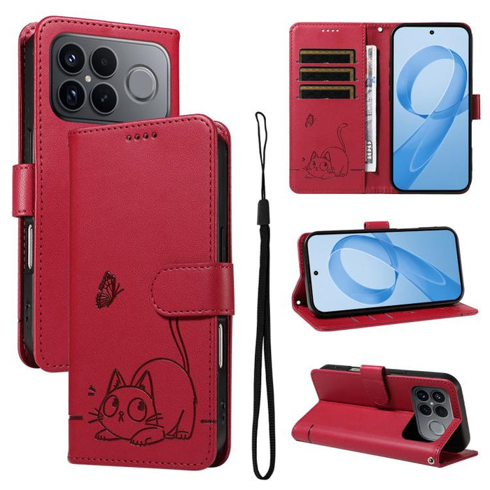 Adorable funda de cuero para teléfono con estampado de gato en relieve., For Redmi K90 Pro Max/Poco F8 Ultra, For Redmi K90/Poco F8 Pro, For Redmi 15C 5G/4G EU 173mm/Poco C85 5G, For Redmi 15 5G Global / 15 4G SEA 169.5mm, For Redmi 15 5G / 4G EU 171mm...