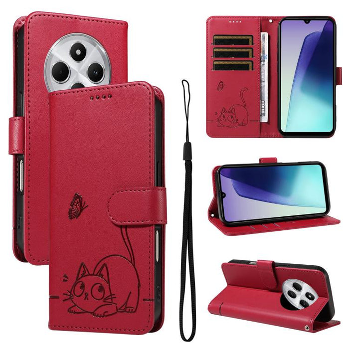 Adorable funda de cuero para teléfono con estampado de gato en relieve., For Redmi K90 Pro Max/Poco F8 Ultra, For Redmi K90/Poco F8 Pro, For Redmi 15C 5G/4G EU 173mm/Poco C85 5G, For Redmi 15 5G Global / 15 4G SEA 169.5mm, For Redmi 15 5G / 4G EU 171mm...