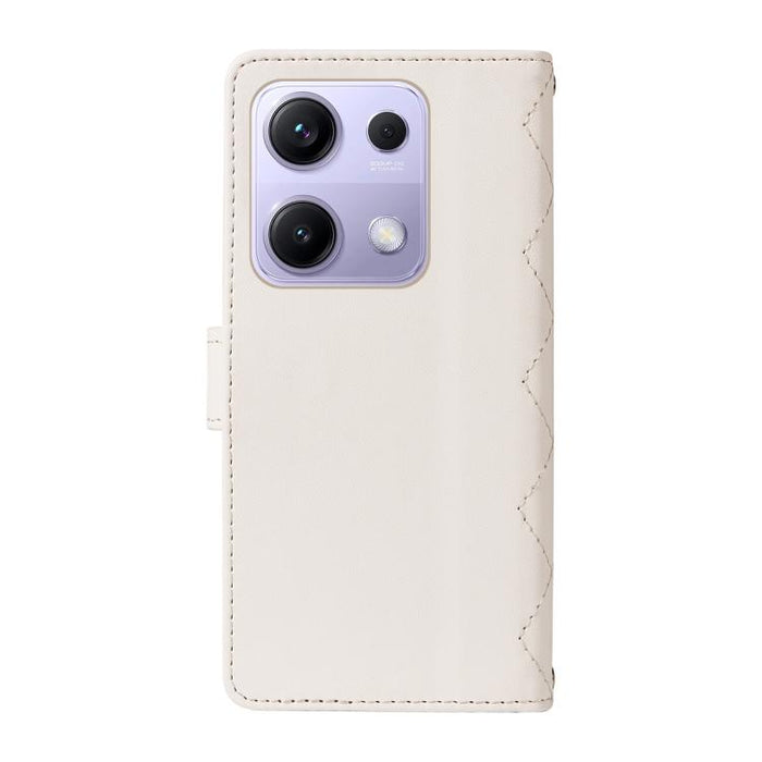Funda para teléfono de cuero con tres ranuras para tarjetas y diseño de rejilla de diamante, con correas largas y cortas., For Xiaomi Poco M6 Pro 4G Global