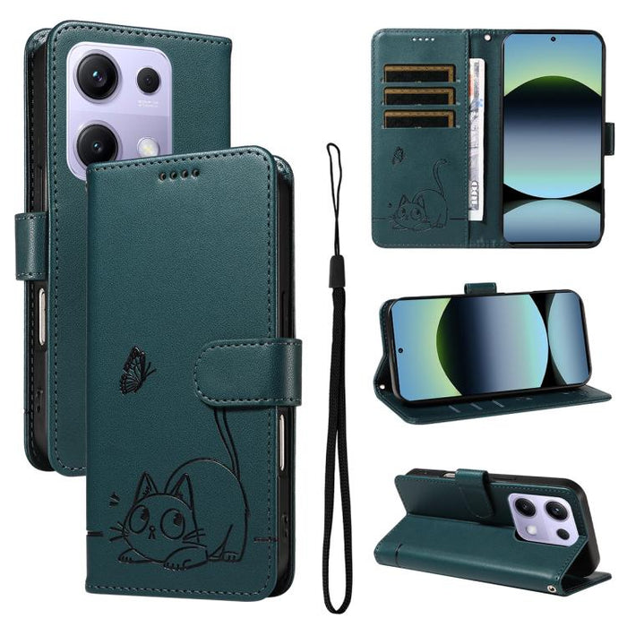 Adorable funda de cuero para teléfono con estampado de gato en relieve., For Xiaomi 17 Max 5G, For Xiaomi 17T Pro 5G Global, For Xiaomi 17T 5G Global, For Xiaomi 17 Pro Max, For Xiaomi 17, For Xiaomi Poco M7 4G 169mm, For Xiaomi Poco M7 4G 171mm       ...