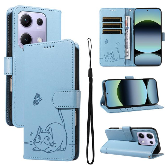 Adorable funda de cuero para teléfono con estampado de gato en relieve., For Xiaomi 17 Max 5G, For Xiaomi 17T Pro 5G Global, For Xiaomi 17T 5G Global, For Xiaomi 17 Pro Max, For Xiaomi 17, For Xiaomi Poco M7 4G 169mm, For Xiaomi Poco M7 4G 171mm       ...
