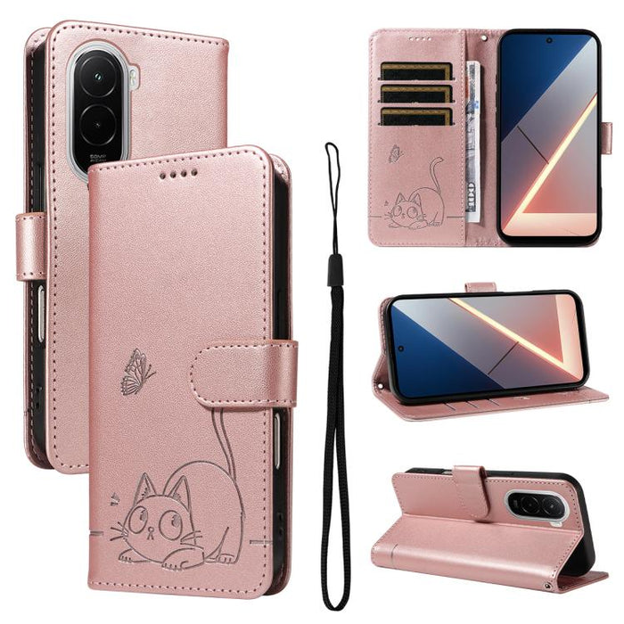 Adorable funda de cuero para teléfono con estampado de gato en relieve., For Xiaomi 17 Max 5G, For Xiaomi 17T Pro 5G Global, For Xiaomi 17T 5G Global, For Xiaomi 17 Pro Max, For Xiaomi 17, For Xiaomi Poco M7 4G 169mm, For Xiaomi Poco M7 4G 171mm       ...