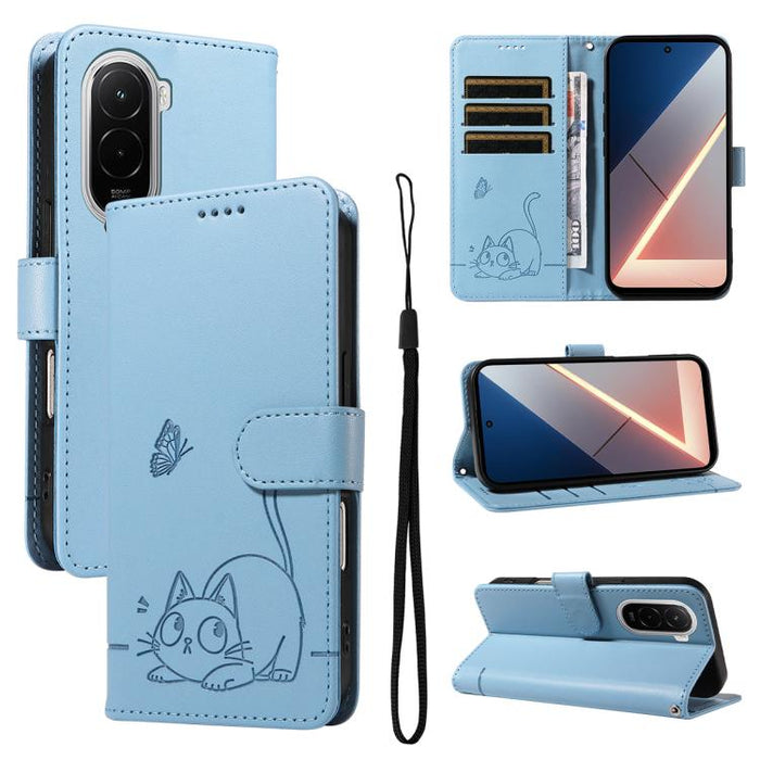 Adorable funda de cuero para teléfono con estampado de gato en relieve., For Xiaomi 17 Max 5G, For Xiaomi 17T Pro 5G Global, For Xiaomi 17T 5G Global, For Xiaomi 17 Pro Max, For Xiaomi 17, For Xiaomi Poco M7 4G 169mm, For Xiaomi Poco M7 4G 171mm       ...